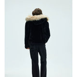 Detachable Fur Collar Fleece Hooded Coat
