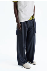 Indigo Denim-Style Drawstring Waist Cargo Pants