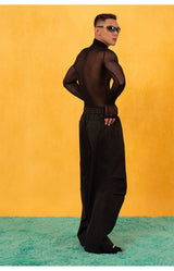 Y2K Cutout Sheer Mesh Turtleneck Tee