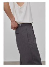 Adjustable Waist Wool Blend Dress Pants