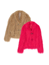 Vintage Y2K Fuzzy Leather Button Coat