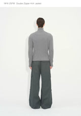 Double Zipper Thick Wool Knitted Jacket