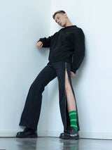 Men's Black Straight Side Zip Jeans