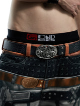 Vintage Snake Print Genuine Leather Belt