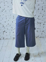 Washed Indigo Cargo Cropped Pants