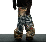 Vintage 3D Printed Baggy Jeans