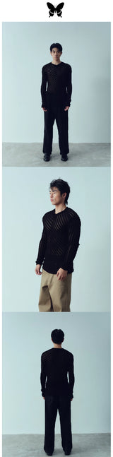 Vintage Cutout Slim Stretch Knit Top