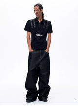 Men's Silver Multi Pocket Wide-Leg Jeans