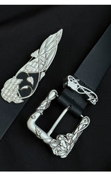 3D Rose Vine Embossed Leather Belt