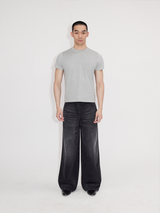 Heavyweight Natural Wash Asymmetrical Cargo Jeans