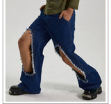 High Waisted Wide Leg Ripped Jeans