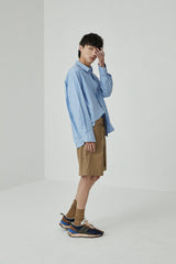 Draped Drawstring Elastic Waist Pleated Shorts
