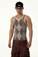 Men's Colorblock Plaid Knit Sports Vest