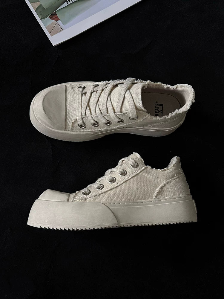 Distressed Washed Jumbo Platform Commuter Sneakers