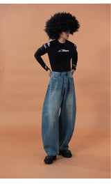 Men's Blue Riveted Curved Jeans