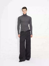 Long Sleeve Turtleneck Ribbed Knit Top