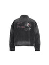 Washed Distressed Printed Gradient Detroit Jacket