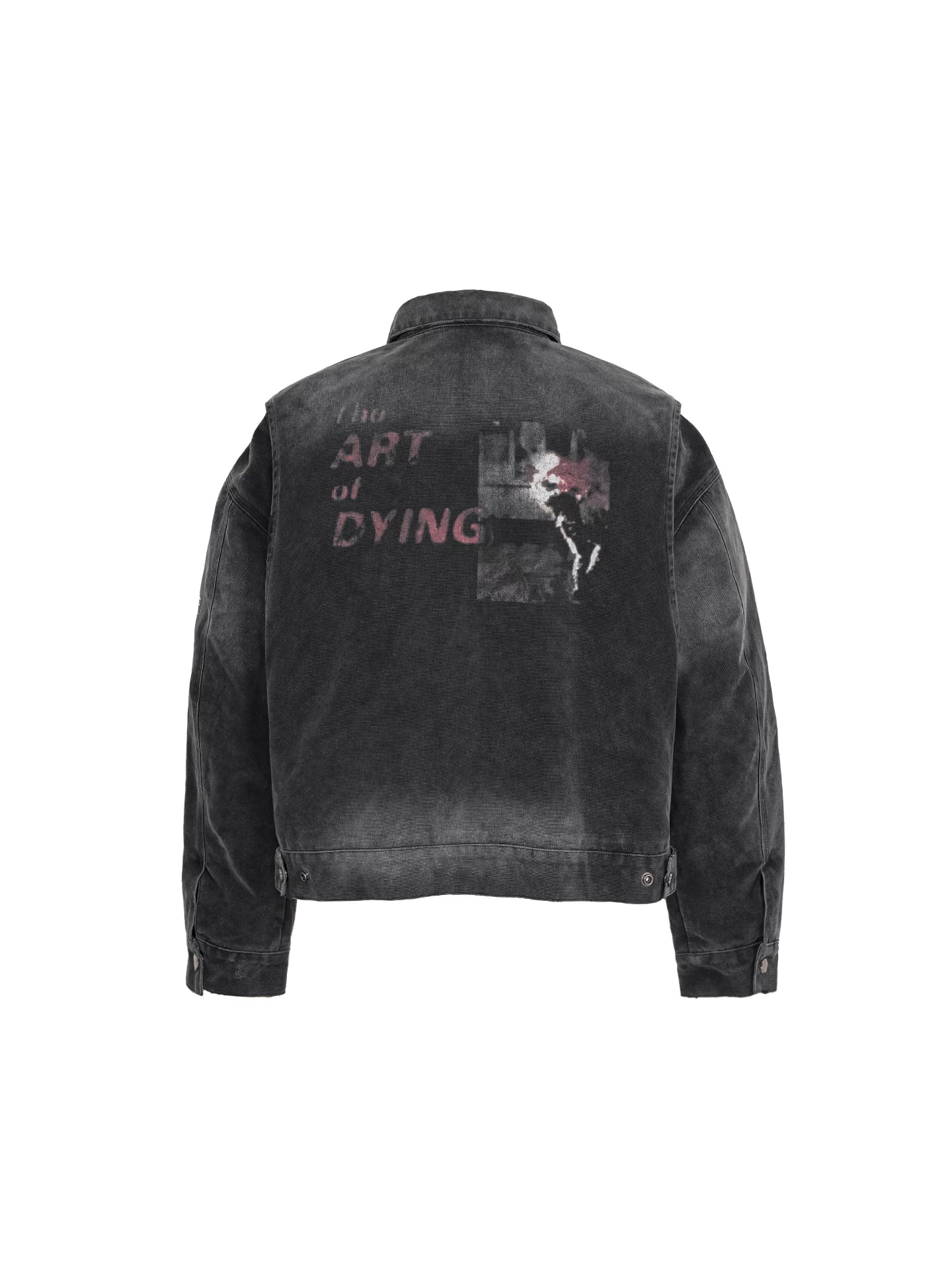 Washed Distressed Printed Gradient Detroit Jacket