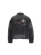 Washed Distressed Printed Gradient Detroit Jacket