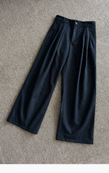 Brushed Velvet Pleated Loose Straight Pants