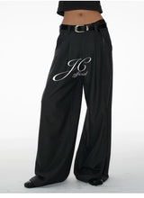 Women's Herringbone Pleated Wide Leg Pants