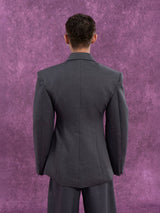Vintage Casual Dark Grey Structured Blazer