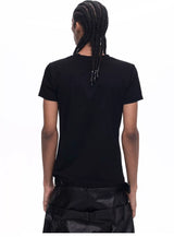 Demon Skull Rhinestone Print Crew Neck Tee