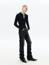 Ribbed Sheer Fitted Knit Cardigan