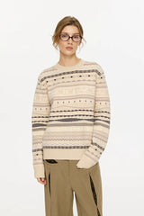 Fair Isle Milk Cotton Knit Sweater