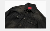 Washed Distressed Patchwork Denim Shirt Jacket