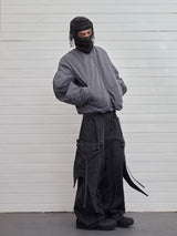 Vintage Deconstructed Washed Wide Leg Jeans