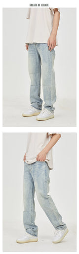 Cleanfit Distressed Light Wash Straight Jeans