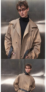 Long Loose Stand Collar Trench Coats