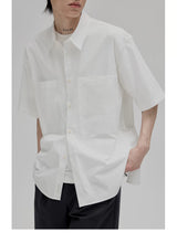 Short Sleeve Square Neck Cotton Shirt