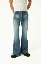 Men's Blue Black Rivet Flare Jeans
