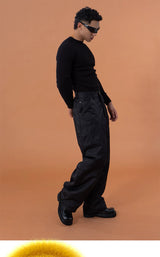 Men's Black Windproof Warm Cargo Pants