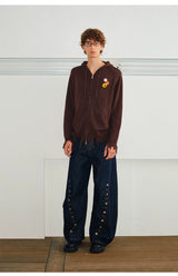 Men's Curved Wide Leg Denim Pants