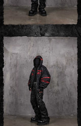 Burnt Red Distressed Bandage MA1 Jacket
