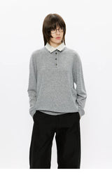 30% Wool Double Collar Polo Tops