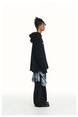 Washed Distressed Detachable Plaid Jeans