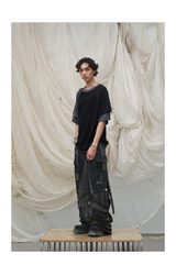Detachable Hood Color Block Washed Tee