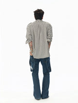 Textured Black White Checkered Utility Shirt