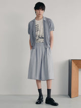 Bubble Pleated Plaid Capri Pants