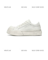 Unisex Distressed Low-Top Leather Platform Sneakers