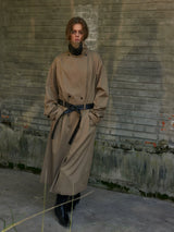Long Loose Stand Collar Trench Coats