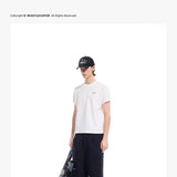 White Waffle Print Raglan Boxy Tee