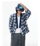 Patchwork Plaid Chinese Cardigan