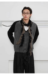 Men's Loose Colorblock V-neck Wool Sweater