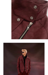 Studded Washed Distressed Swallow-tail Leather Jacket