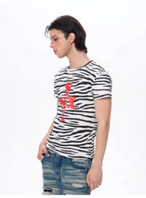 Zebra Print Letter Graphic Crew Neck Tee